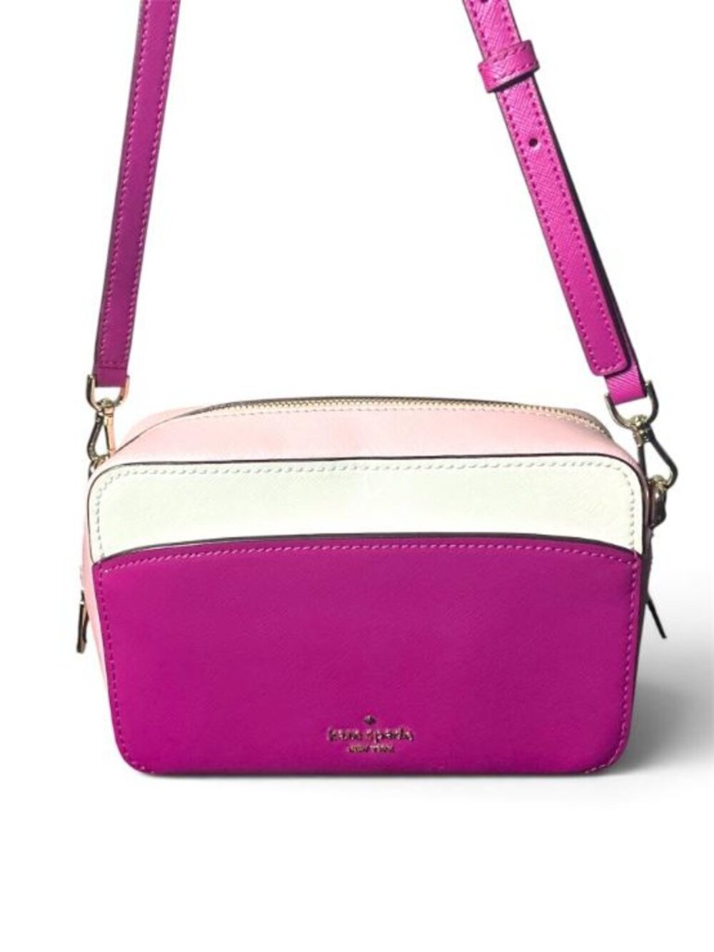 Kate Spade - New York LEATHER LAURYN 2 TONE PINK/WHTE Crossbody BAG